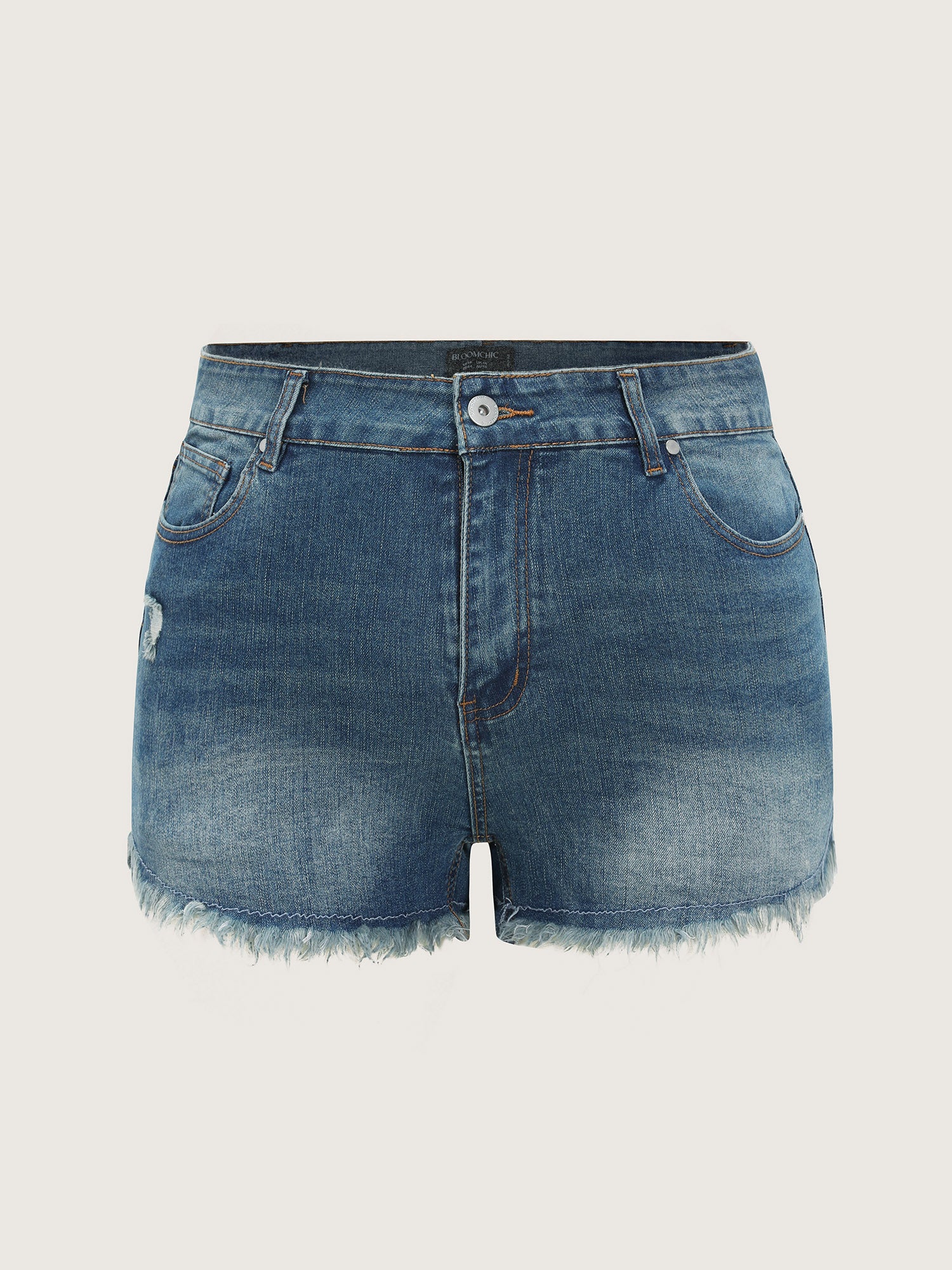 Stretchy Raw Hem Denim Shorts