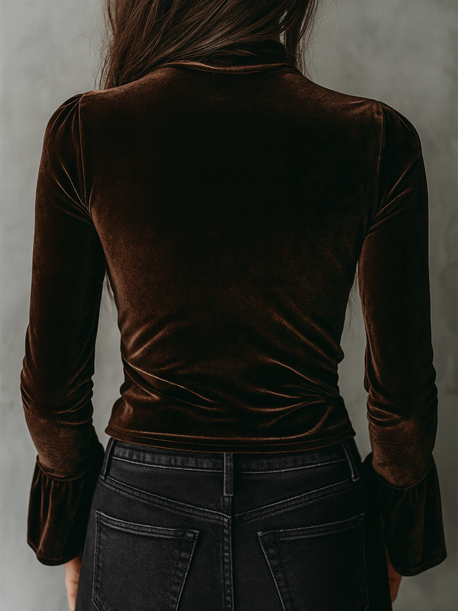 Romantic Black Velvet Lace Blouse