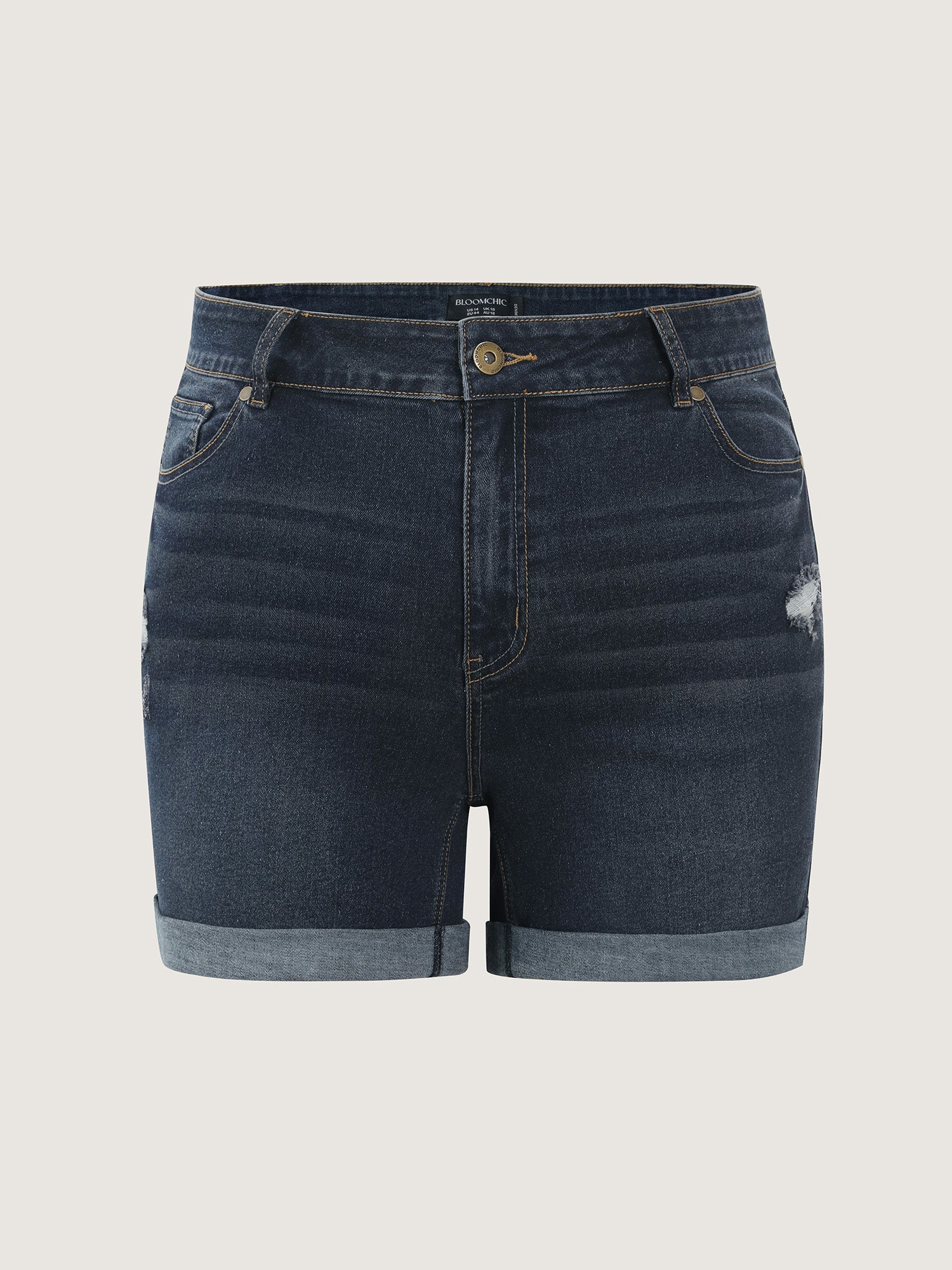 Embroidered Straight-Leg Denim Shorts